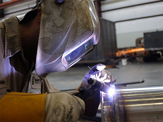 TIG welding a stainless steel vessel