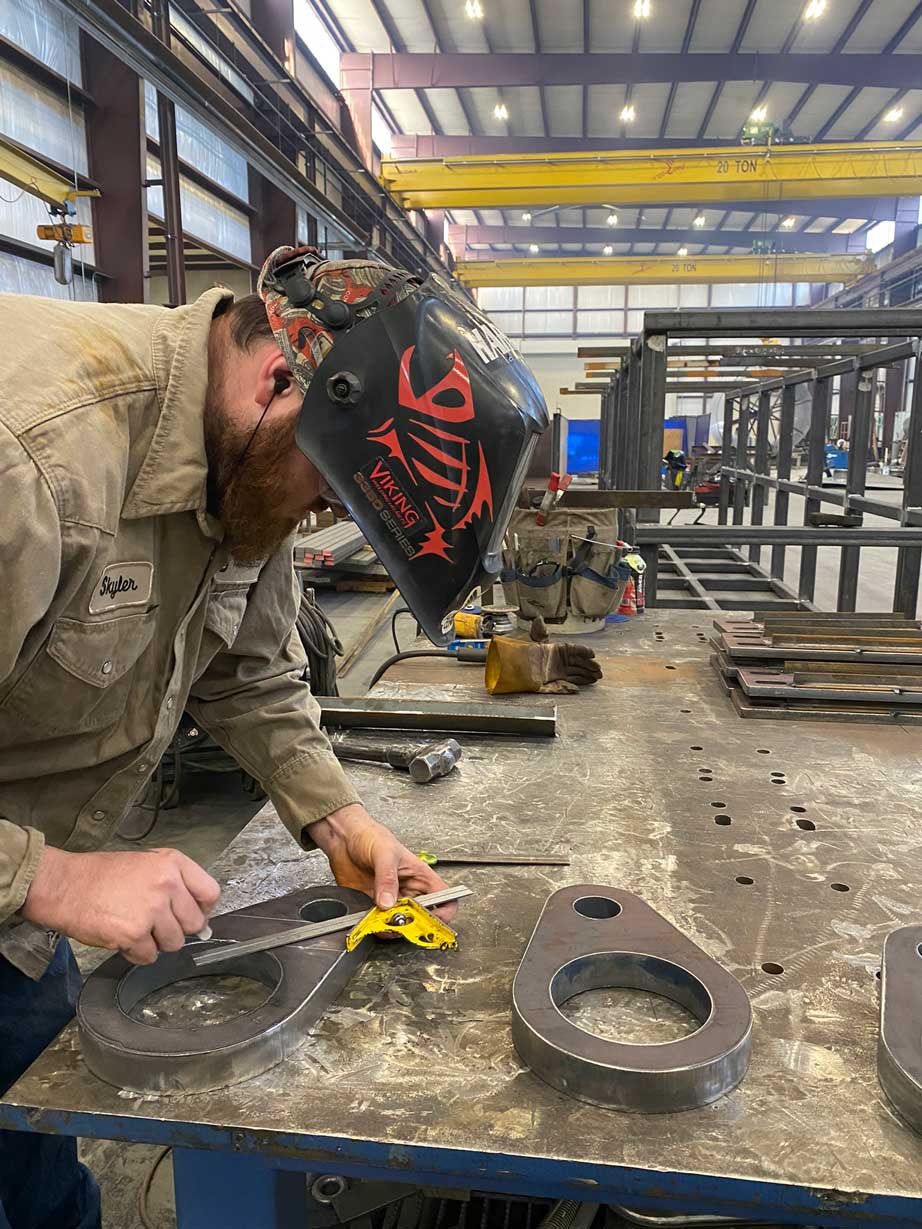 Marking lines on a metal fabrication project