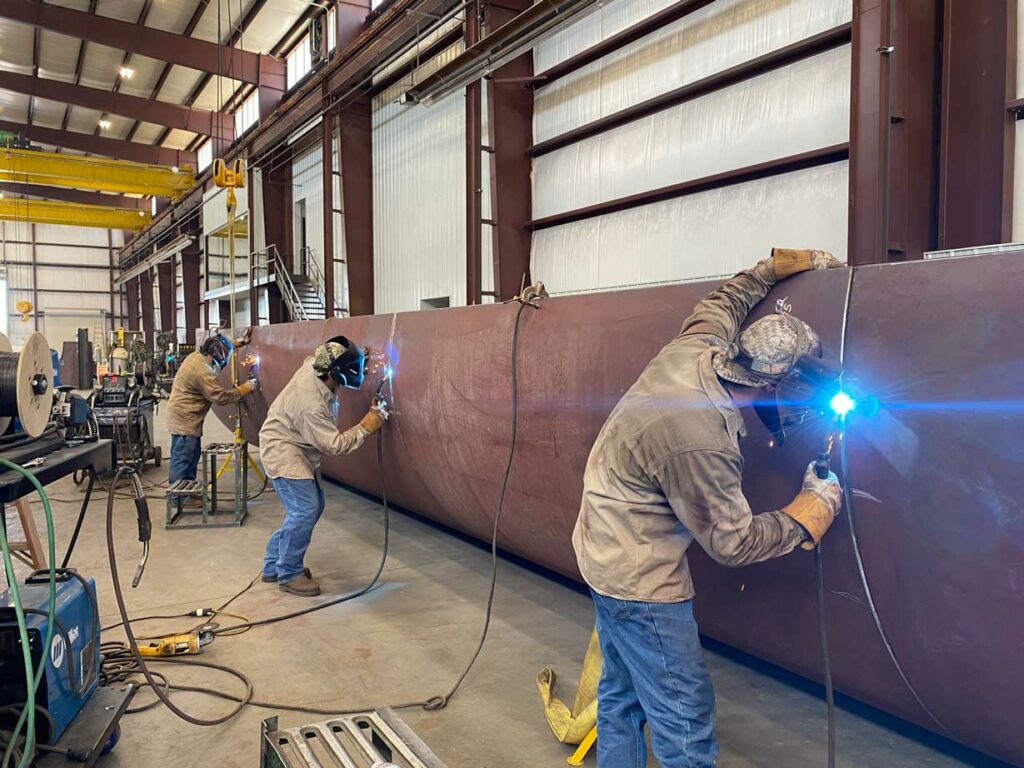 Flux Core Welding a Large Trough