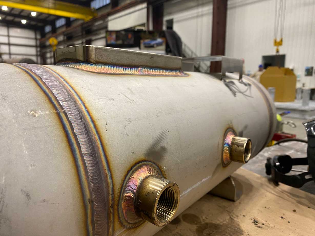 TIG weld seams of a stainless steel vessel